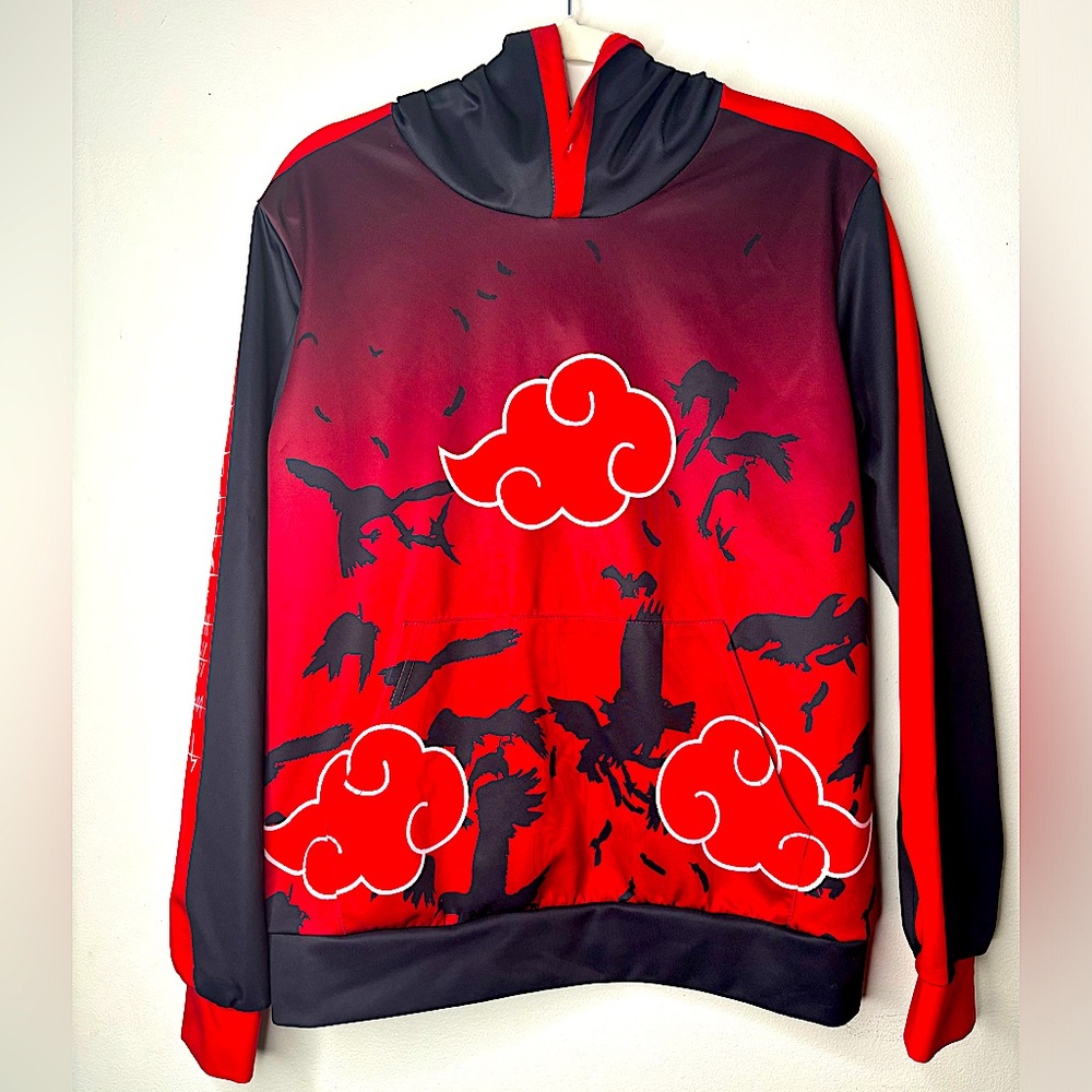 Naruto Shippuden Akatsuki Cloud Anime Cosplay Hoodie Adult without drawstring.